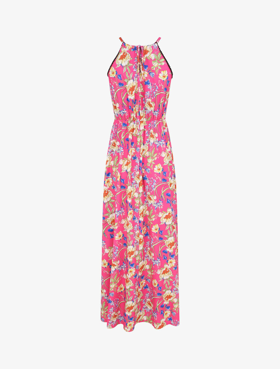 Robe longue à imprimé fleurs - Fushia - 3