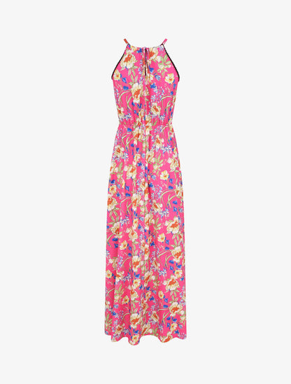 Robe longue à imprimé fleurs - Fushia - 3