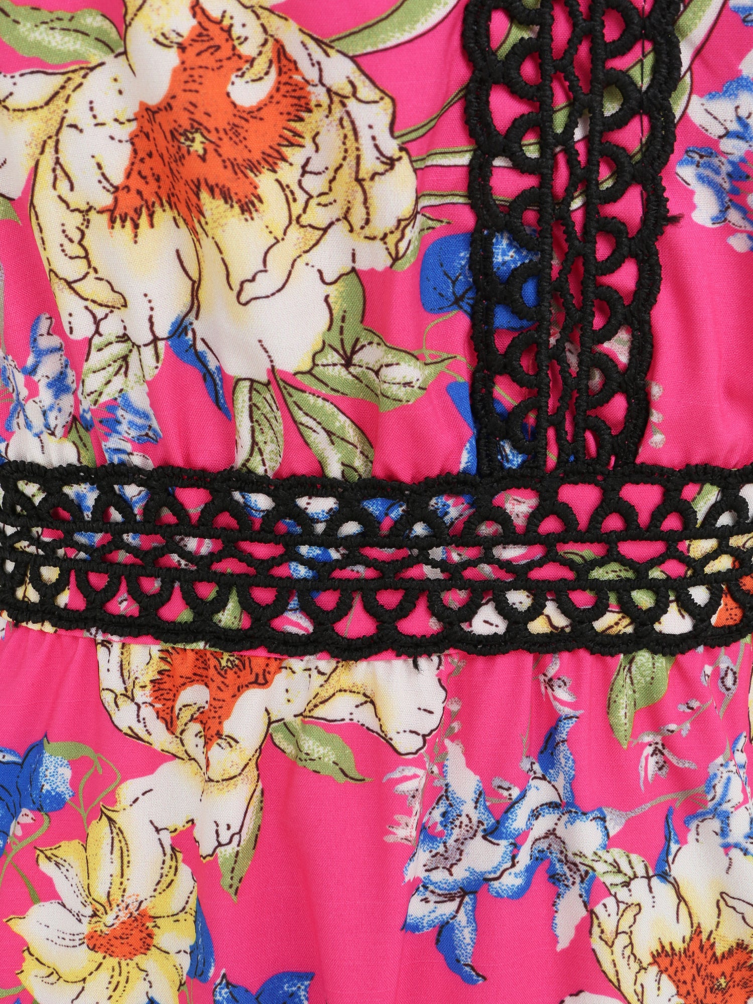 Robe longue à imprimé fleurs - Fushia - 4