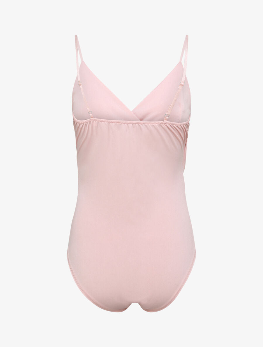 Body ajusté cache-coeur à fines bretelles - Rose pâle - 2