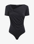 Body ajusté uni à col asymétrique - Noir - 5