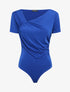 Body ajusté uni à col asymétrique - Bleu électrique - 1