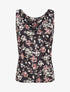 Top droit col bénitier imprimé fleurs printanières - Noir - 1
