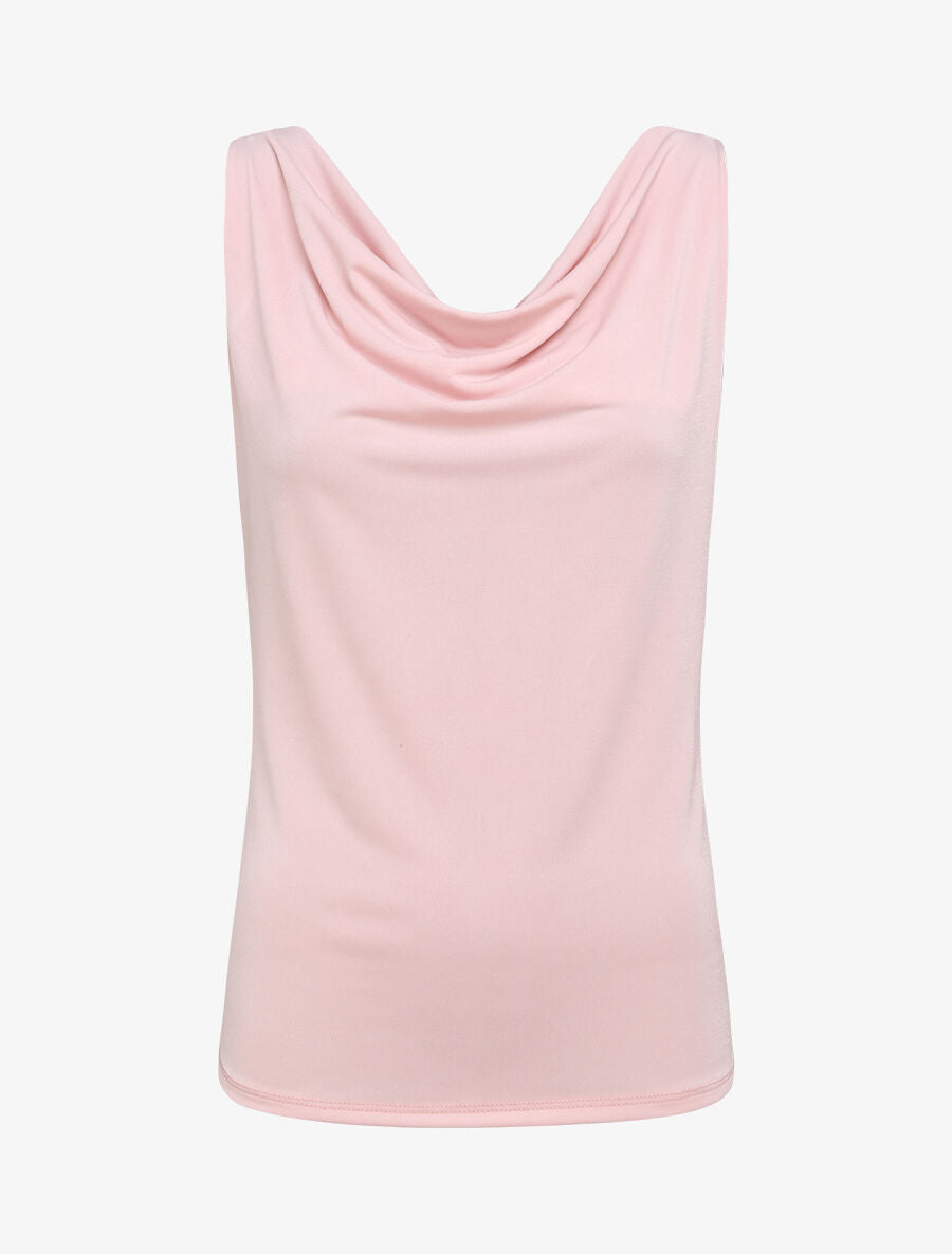 Top droit uni à col bénitier - Rose pâle - 1
