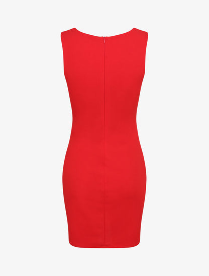 Robe portefeuille à boutons stylisés - Rouge - 2
