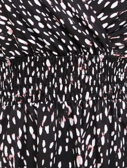 Robe cache-coeur mouchetée à fines bretelles - Noir - 3