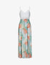 Robe longue empire imprimé plantes tropicales et buste dentelle - Blanc - 1