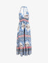 Robe longue dos nu imprimé mosaïque - Bleu - 1