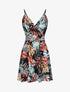 Robe patineuse courte imprimé fleur de lotus - Noir - 1