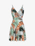Robe patineuse courte imprimé tropical - Vert olive - 4