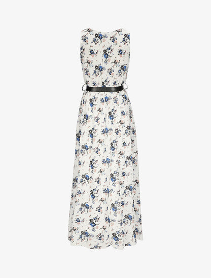 Robe longue à imprimé fleurs printanières - Blanc - 2