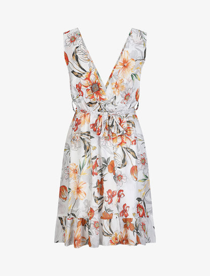 Robe cache-coeur à imprimé grandes fleurs - Blanc - 2