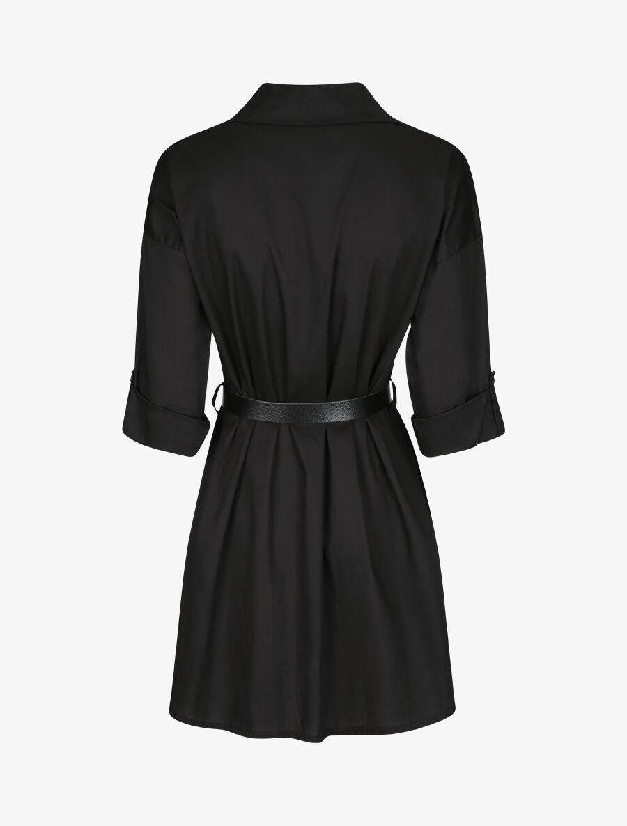 Tunique style chemise unie - Noir - 2
