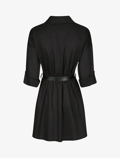 Tunique style chemise unie - Noir - 2
