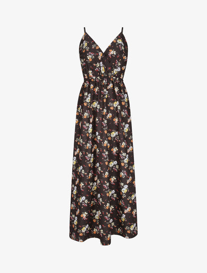 Robe longue à imprimé petites fleurs - Noir - 1