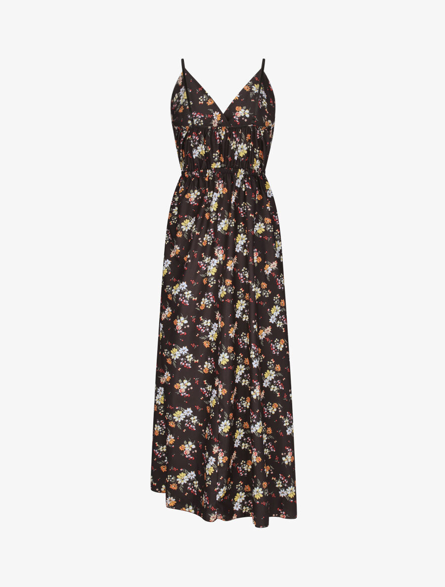 Robe longue à imprimé petites fleurs - Noir - 2