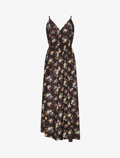 Robe longue à imprimé petites fleurs - Noir - 2