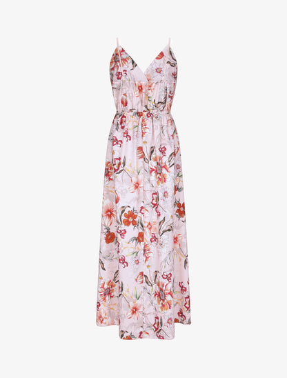 Robe longue à imprimé grandes fleurs - Rose - 2