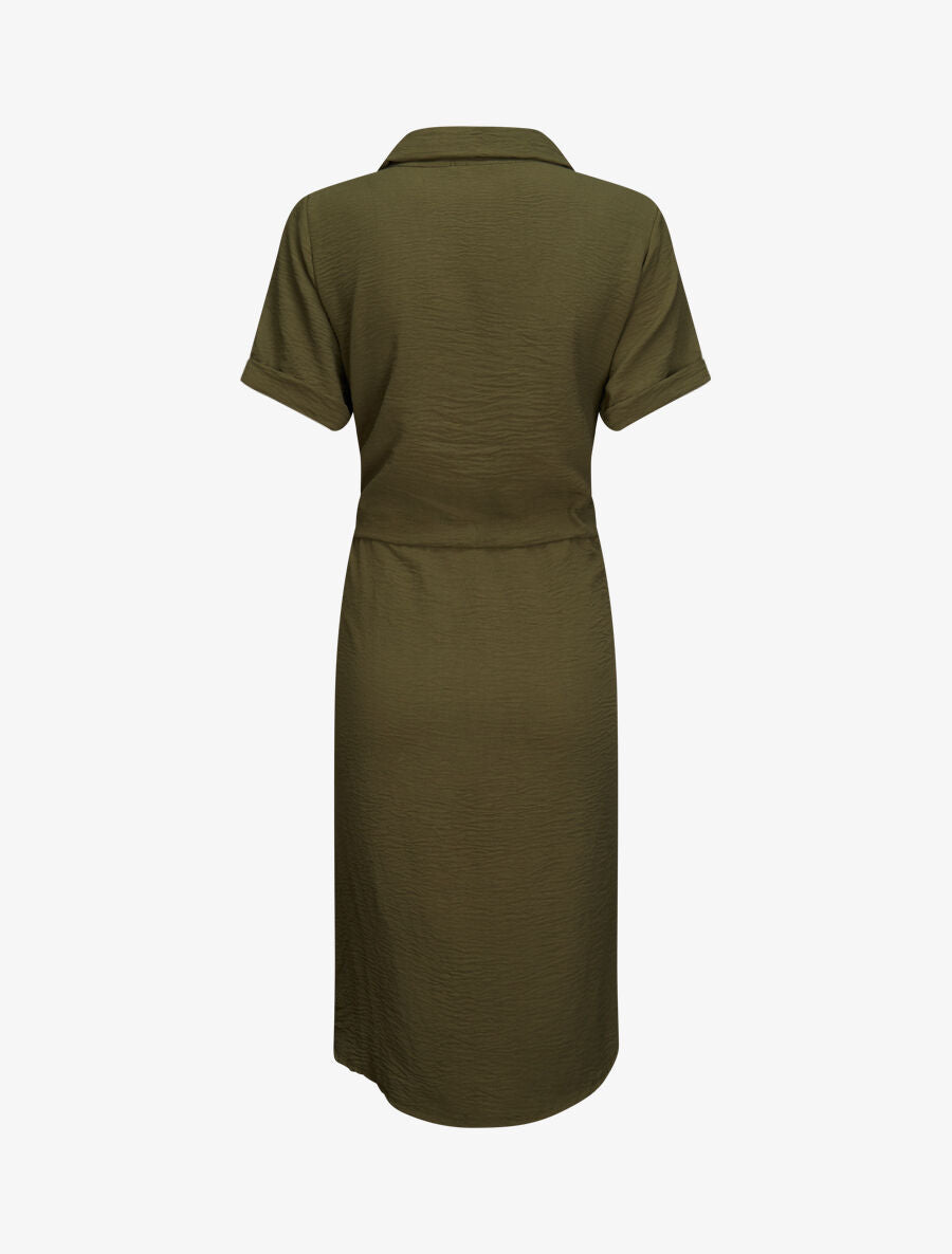 Robe chemise à taille élastiquée - Kaki - 2