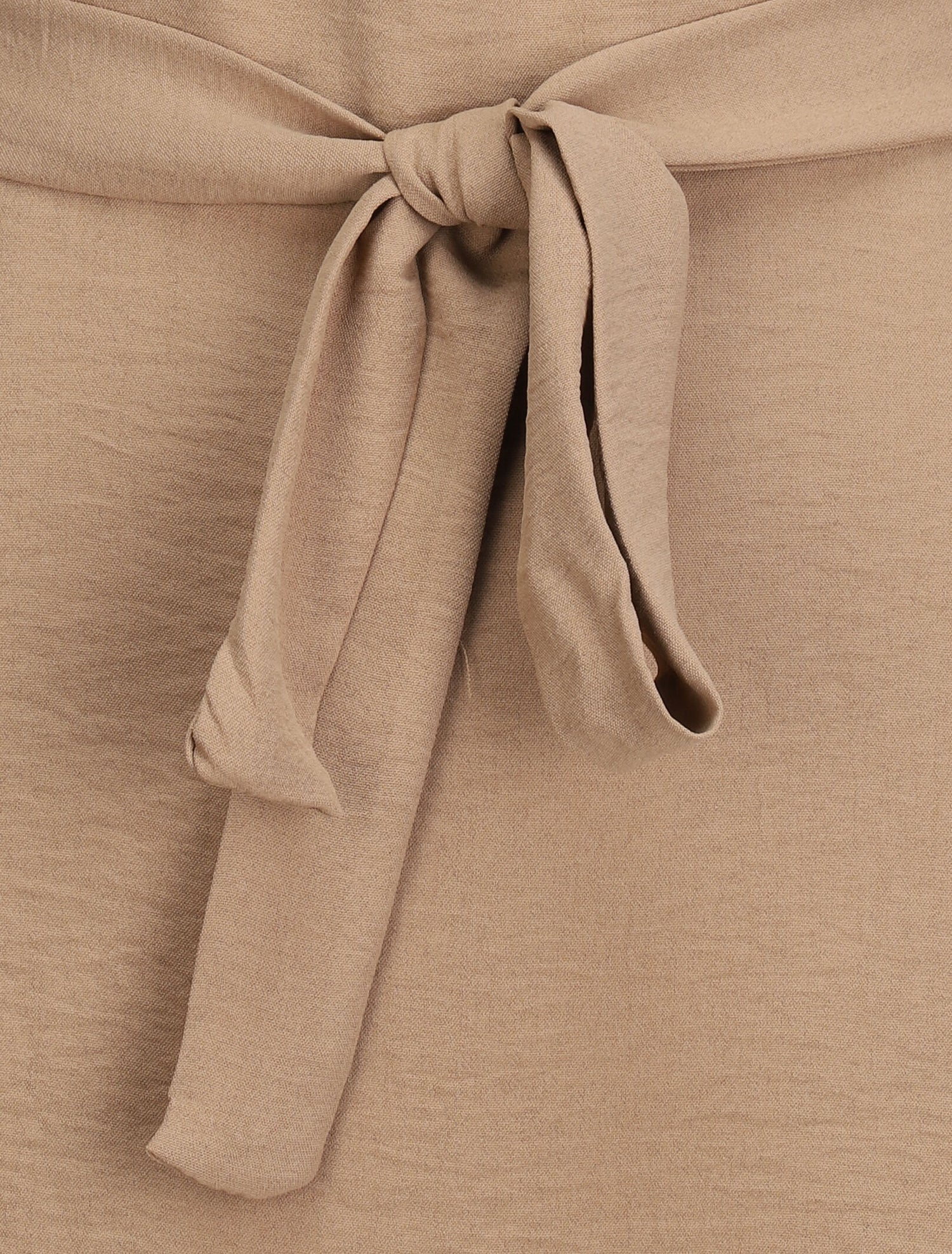 Tunique style chemise à détail dentelle - Camel - 3