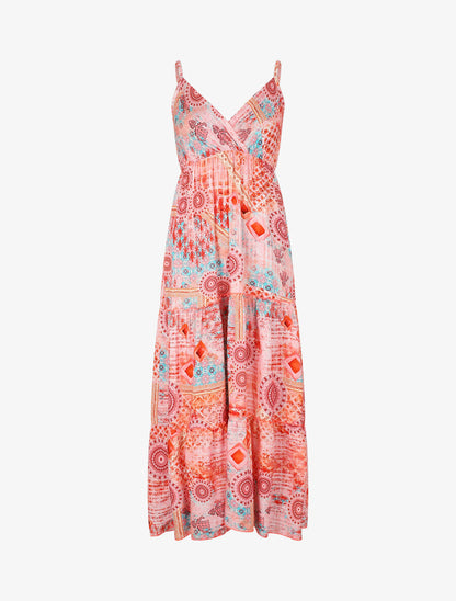 Robe longue empire imprimé mosaique - Rose - 4