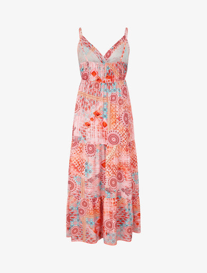 Robe longue empire imprimé mosaique - Rose - 2