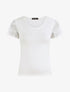 T-shirt ajusté à épaules en dentelle - Blanc - 4