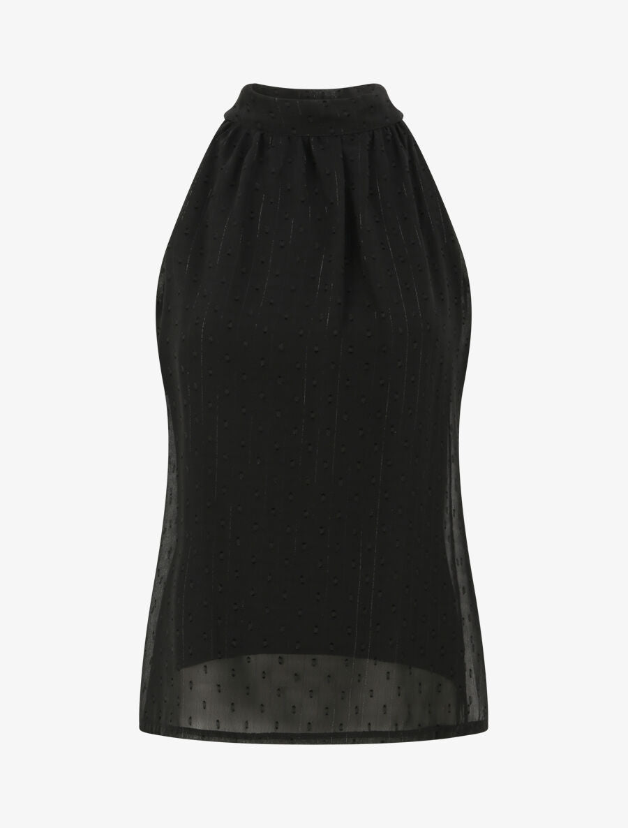 Top droit en voile plumetis irisé - Noir - 5