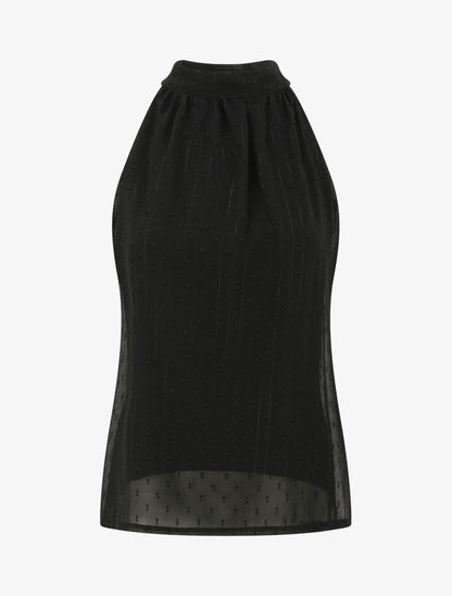Top droit en voile plumetis irisé - Noir - 5
