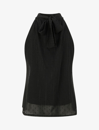 Top droit en voile plumetis irisé - Noir - 2