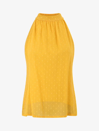Top droit en voile plumetis irisé - Moutarde - 4