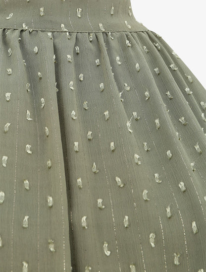 Top droit en voile plumetis irisé - Kaki - 3