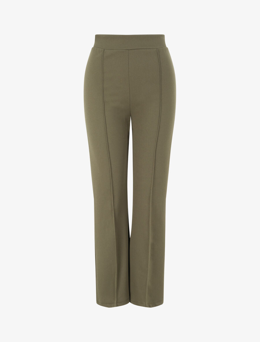Pantalon droit uni taille haute - Kaki - 1