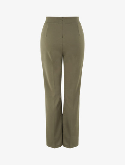 Pantalon droit uni taille haute - Kaki - 2