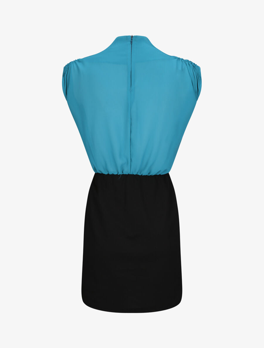 Robe droite à encolure bénitier - Bleu canard - 2