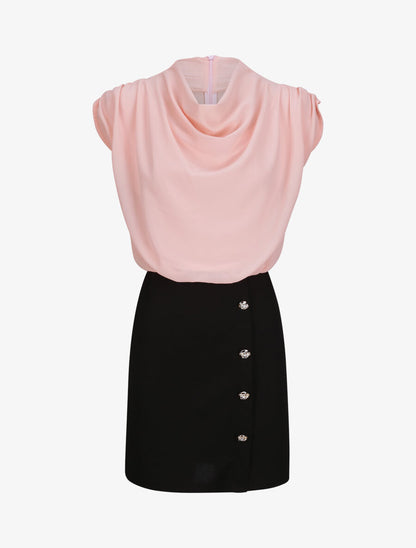 Robe droite à encolure bénitier - Rose - 4