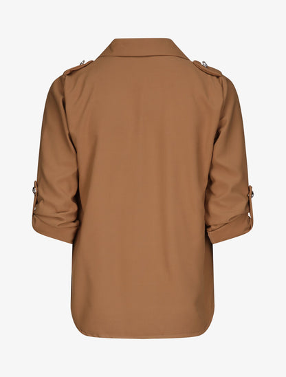 Chemise fluide unie - Camel - 2