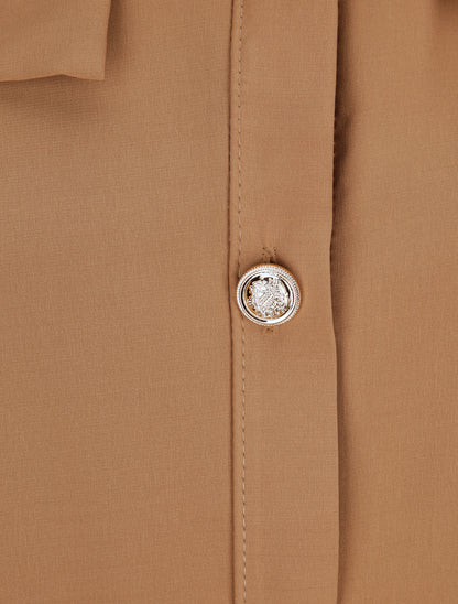 Chemise fluide unie - Camel - 3