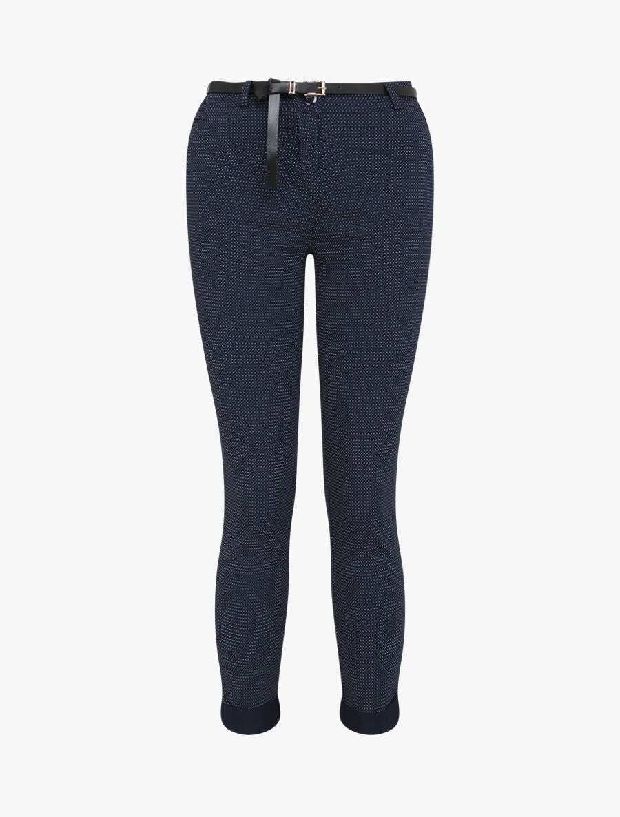 Pantalon 7/8 imprimé trèfle à revers - Marine - 1