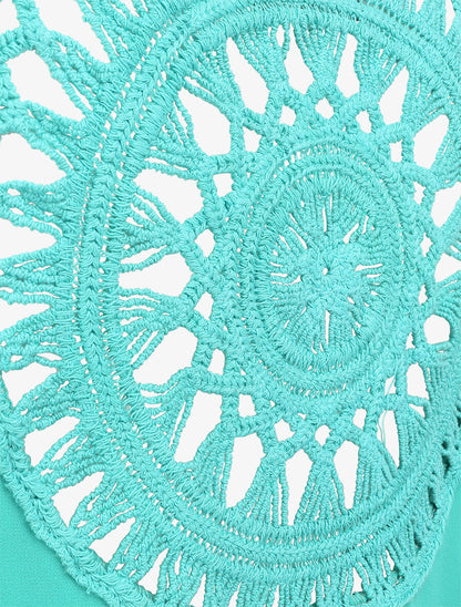 Top ample uni à dos en crochet - Turquoise - 3