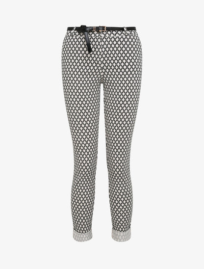 Pantalon 7/8 imprimé rond à revers - Beige - 1