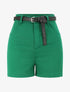 Short évasé uni à taille haute - Vert - 1