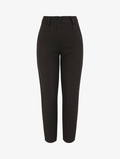 Pantalon fluide uni coupe droite - Noir - 4