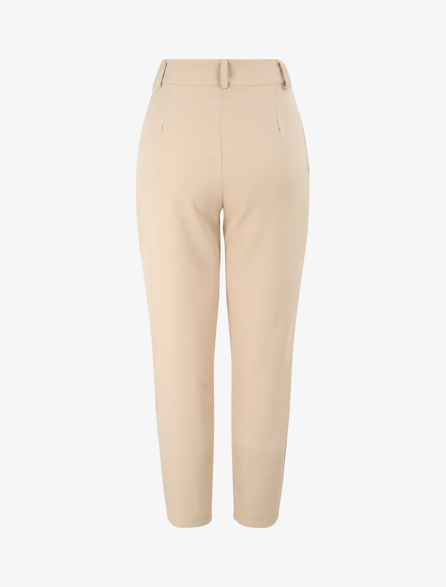 Pantalon fluide uni coupe droite - Beige - 2