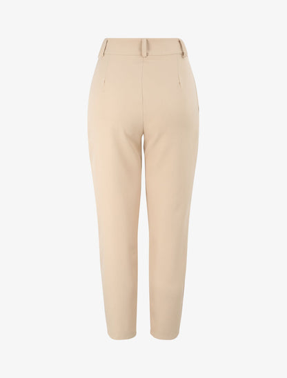 Pantalon fluide uni coupe droite - Beige - 2