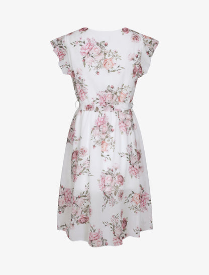 Robe en voile à imprimé fleurs printanières - Blanc - 2