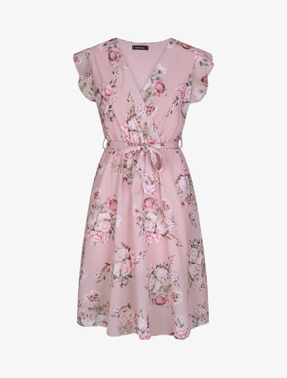 Robe en voile à imprimé fleurs printanières - Rose - 1