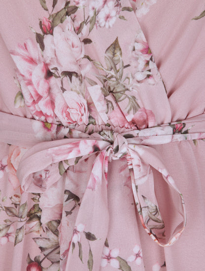 Robe en voile à imprimé fleurs printanières - Rose - 3