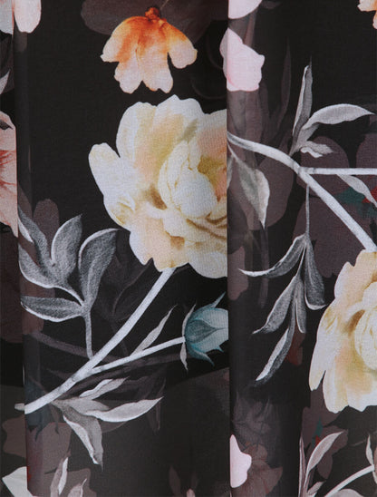 Robe en voile à imprimé grandes fleurs - Noir - 3
