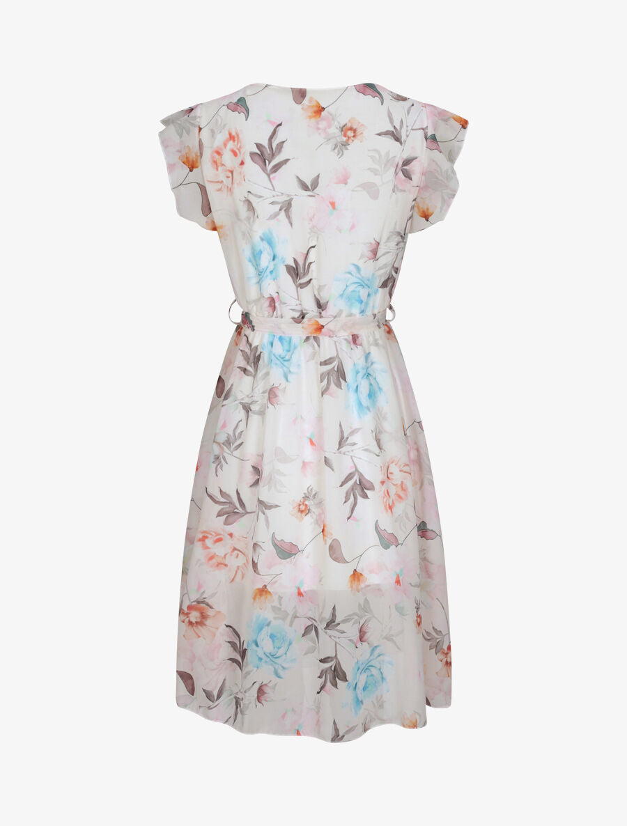 Robe en voile à imprimé grandes fleurs - Beige - 2